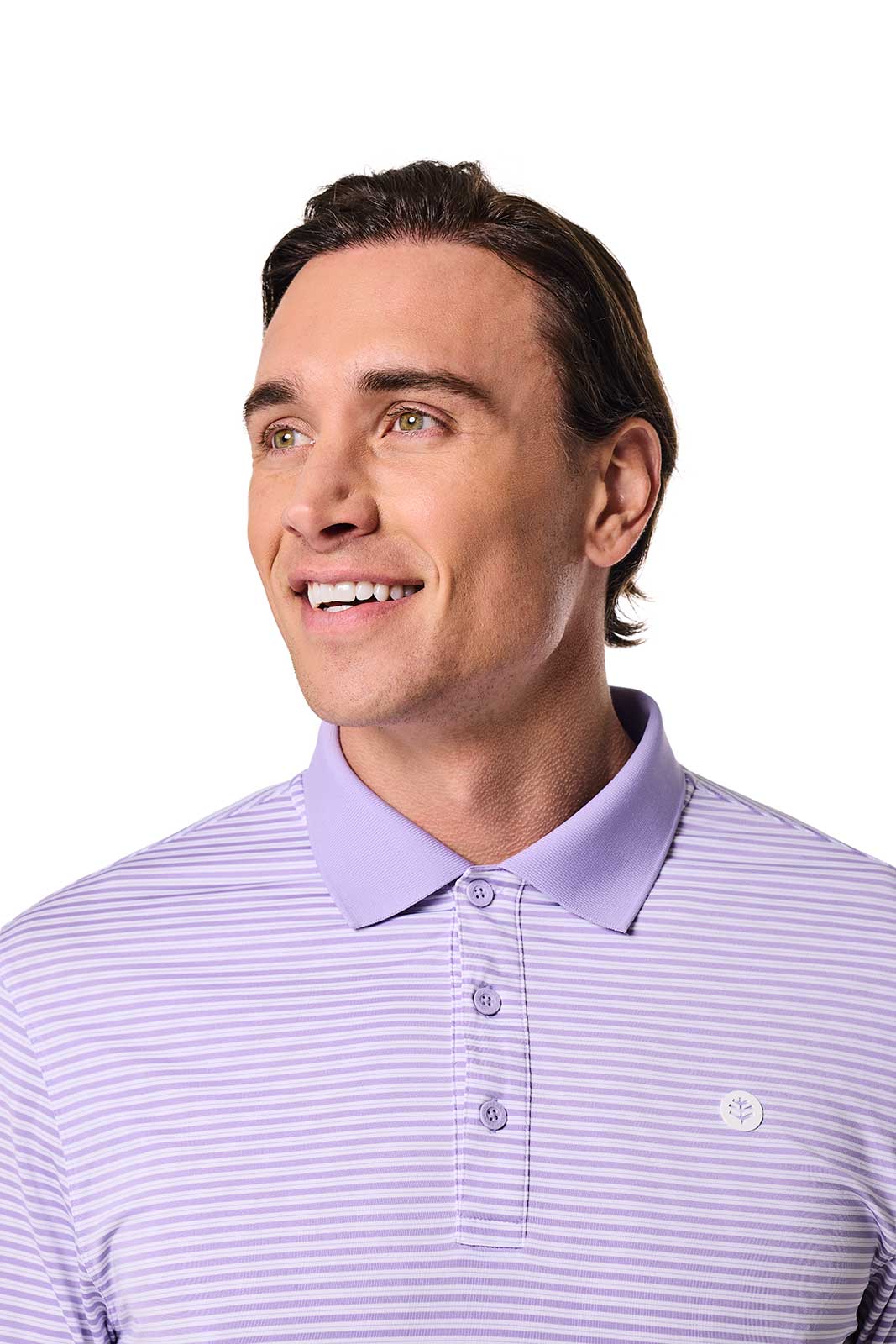 Men's Erodym Long Sleeve Sports Polo | Lavendula/White Stripe