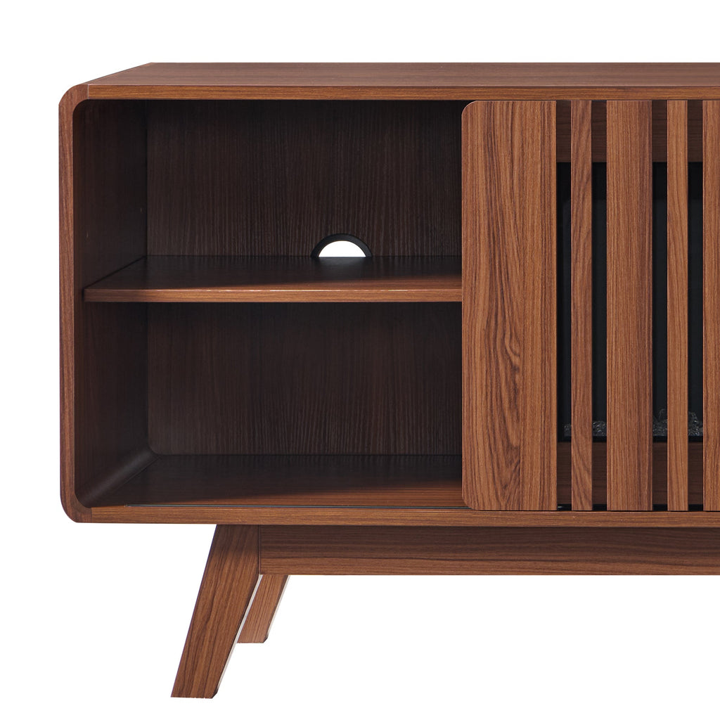 78 Inch Mid-Century Modern Electric Fireplace TV Stand
