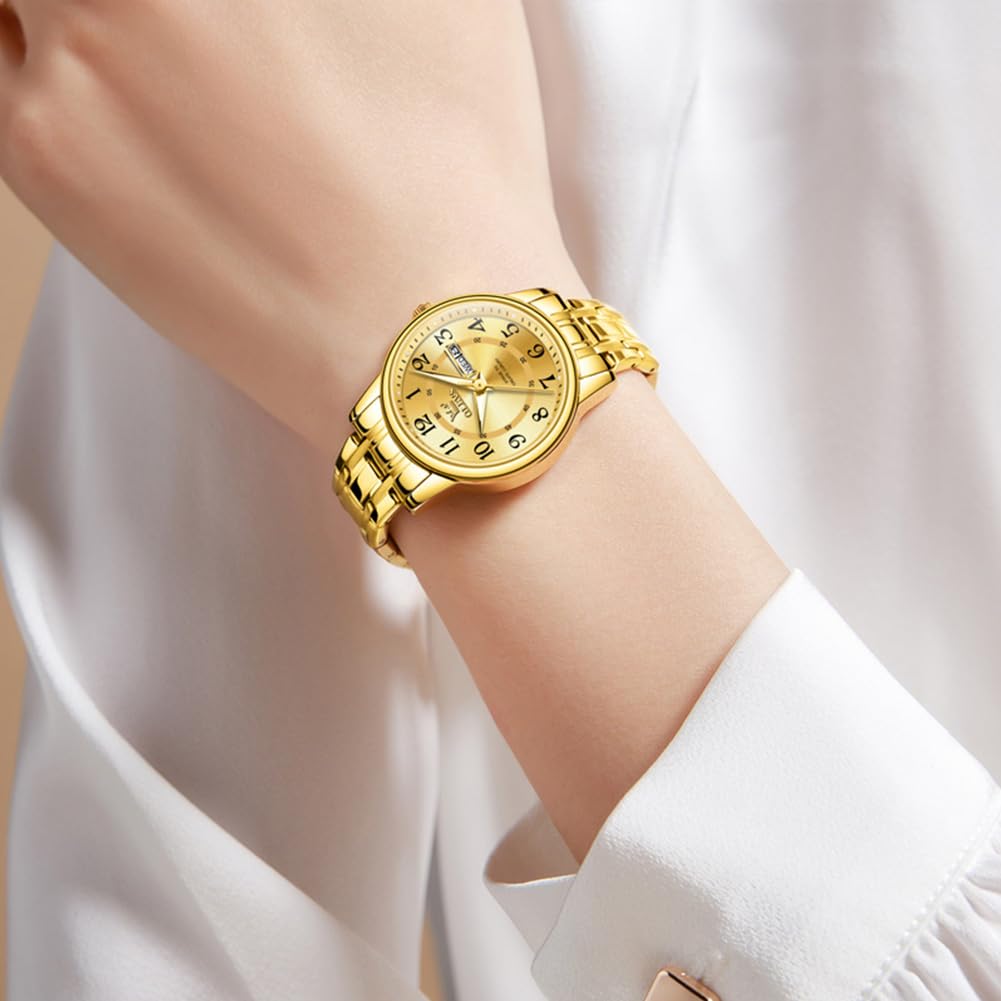 OLEVS Watch Women Two Tone Watches for Women with Date Dress Womens Watches for Small Wrists Luxury Easy Read Womens Watch Waterproof Blue/Black/Gold/Silver Dial Reloj para Mujer