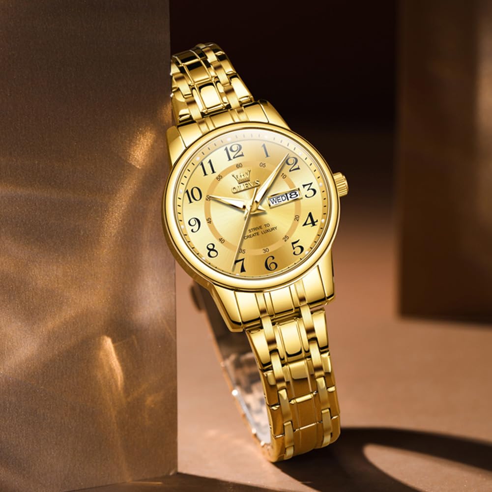 OLEVS Watch Women Two Tone Watches for Women with Date Dress Womens Watches for Small Wrists Luxury Easy Read Womens Watch Waterproof Blue/Black/Gold/Silver Dial Reloj para Mujer