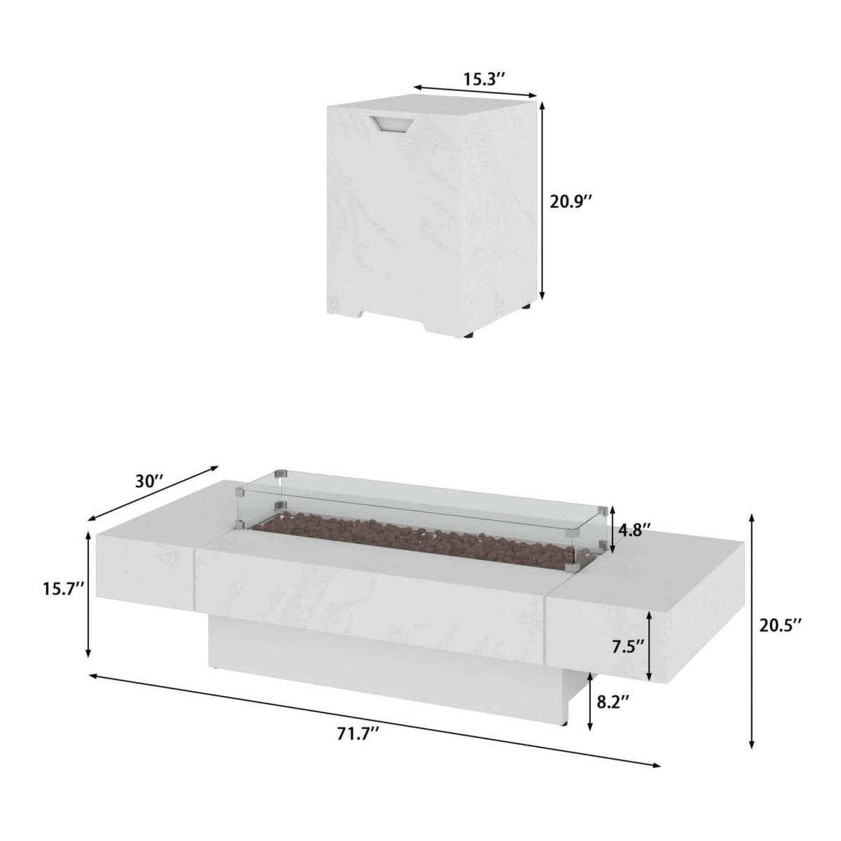 71-Inch Outdoor 60K BTU Fire Pit Table With Wind Guard (SAK41326)