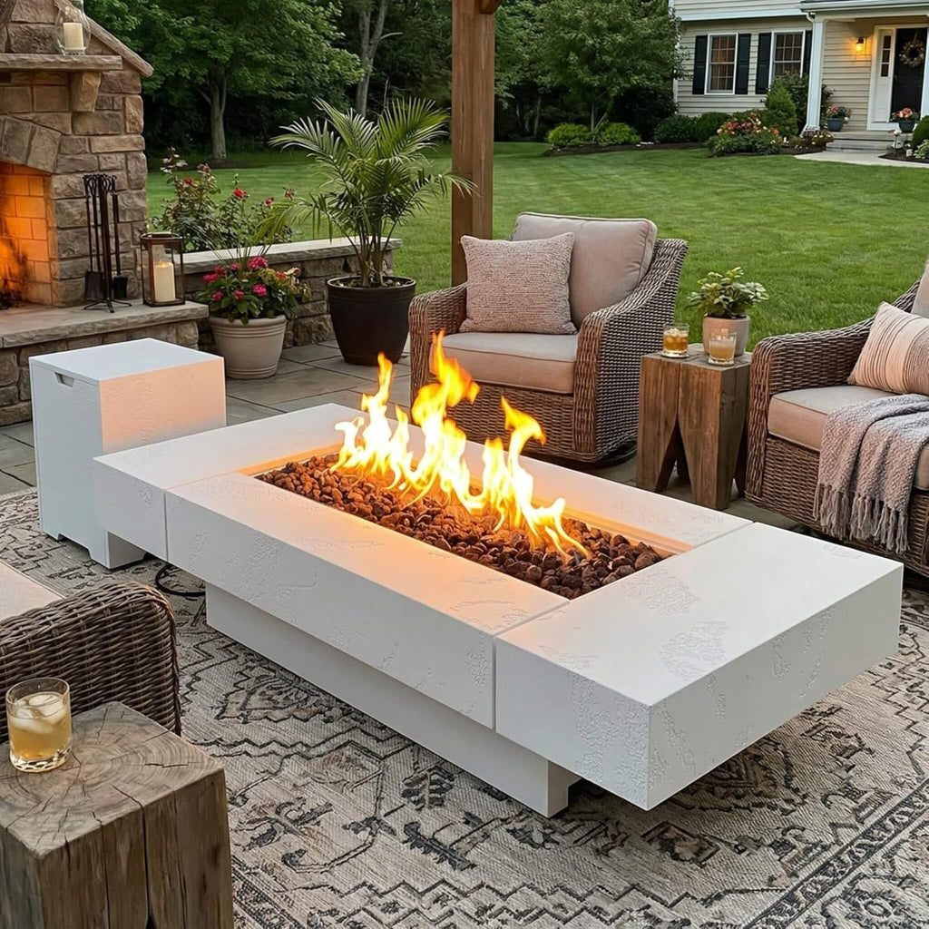 71-Inch Outdoor 60K BTU Fire Pit Table With Wind Guard (SAK41326)