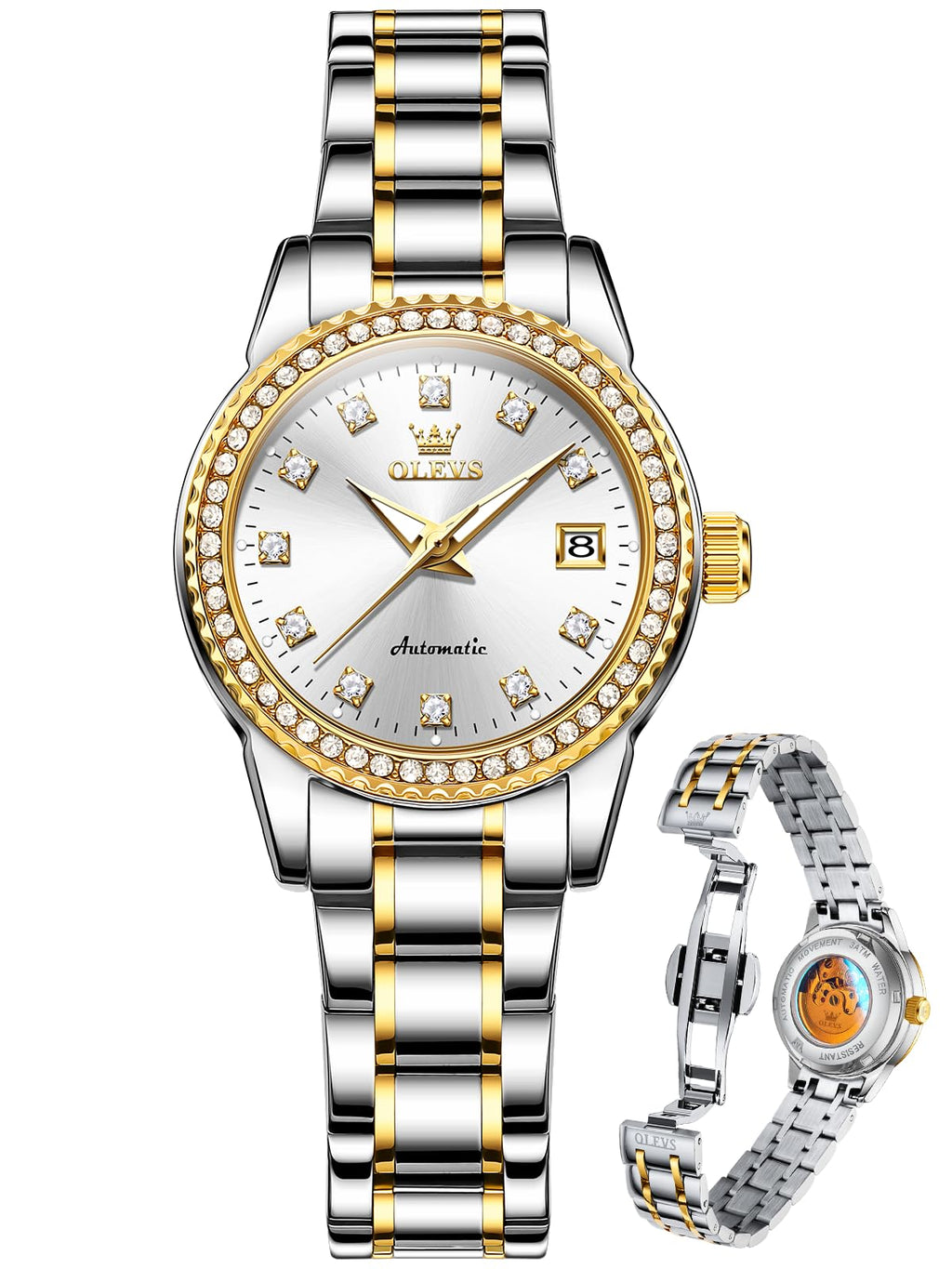 OLEVS Watch Women Two Tone Watches for Women with Date Dress Womens Watches for Small Wrists Luxury Easy Read Womens Watch Waterproof Blue/Black/Gold/Silver Dial Reloj para Mujer
