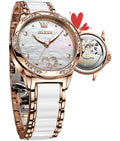 OLEVS Automatic Womens Watches Large Face Ceramic Self Winding Dress Watch for Women Diamond Waterproof Two Tone Stainless Steel Fashion Fashion Premium Bracelet No Battery Ladies Watches