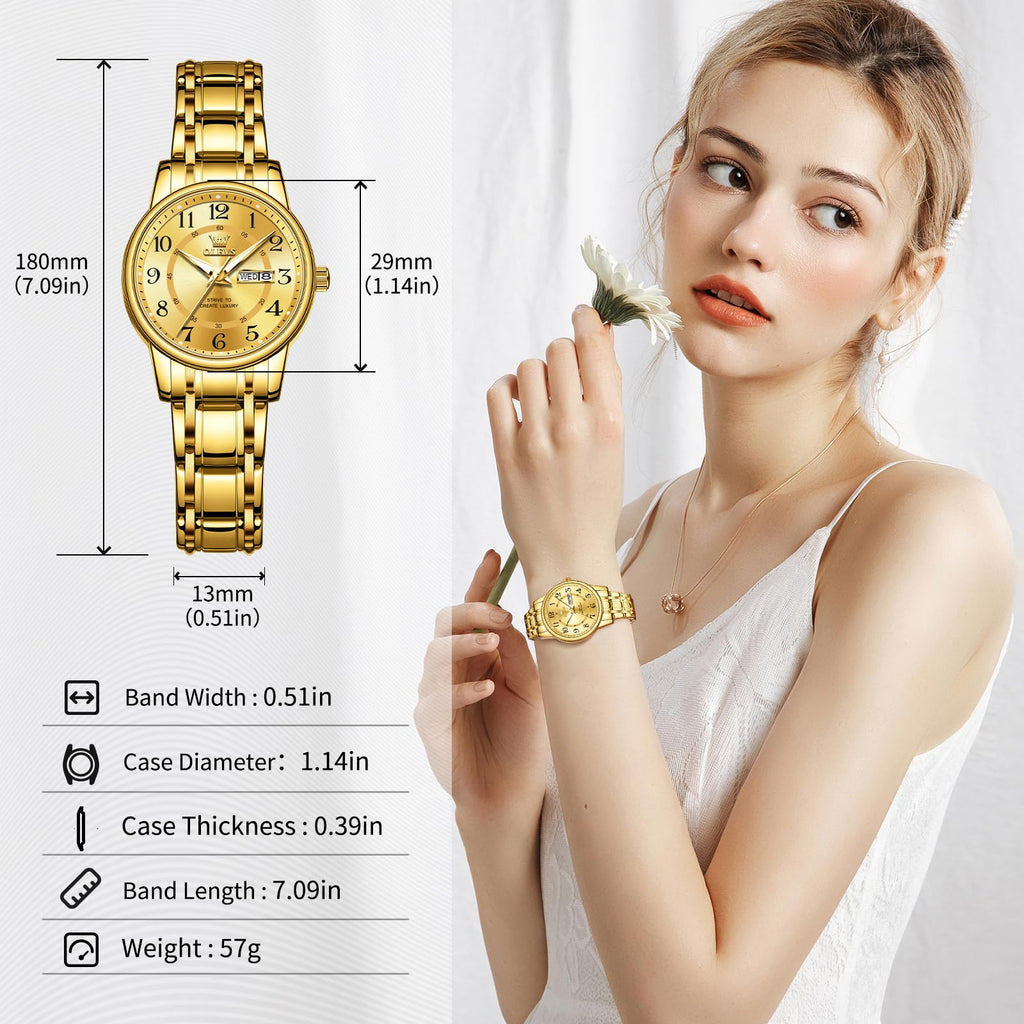 OLEVS Watch Women Two Tone Watches for Women with Date Dress Womens Watches for Small Wrists Luxury Easy Read Womens Watch Waterproof Blue/Black/Gold/Silver Dial Reloj para Mujer
