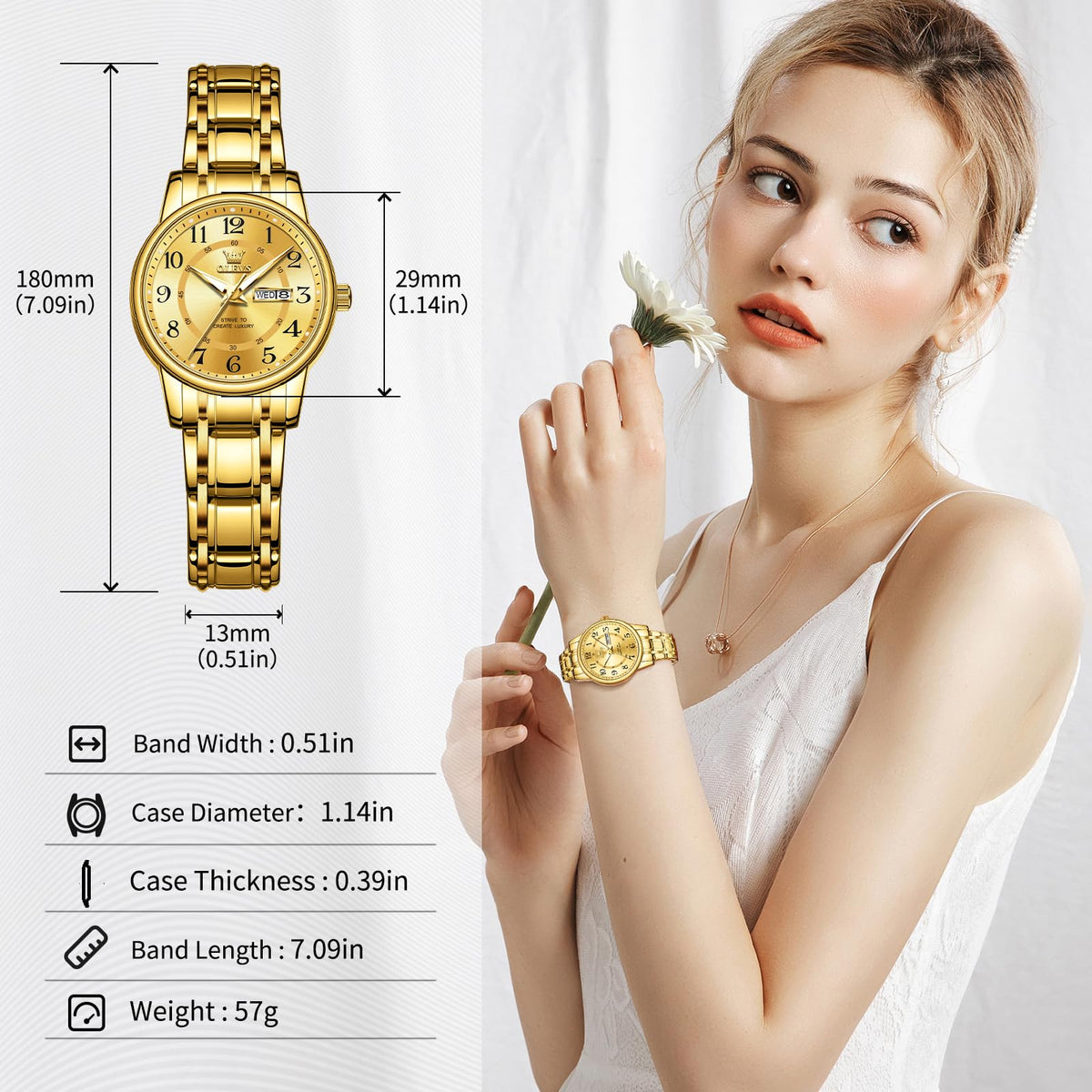 OLEVS Watch Women Two Tone Watches for Women with Date Dress Womens Watches for Small Wrists Luxury Easy Read Womens Watch Waterproof Blue/Black/Gold/Silver Dial Reloj para Mujer
