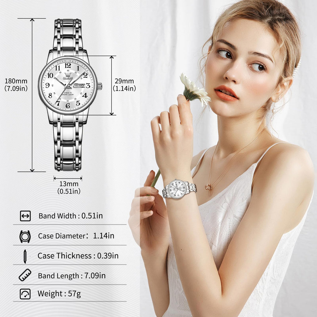 OLEVS Watch Women Two Tone Watches for Women with Date Dress Womens Watches for Small Wrists Luxury Easy Read Womens Watch Waterproof Blue/Black/Gold/Silver Dial Reloj para Mujer