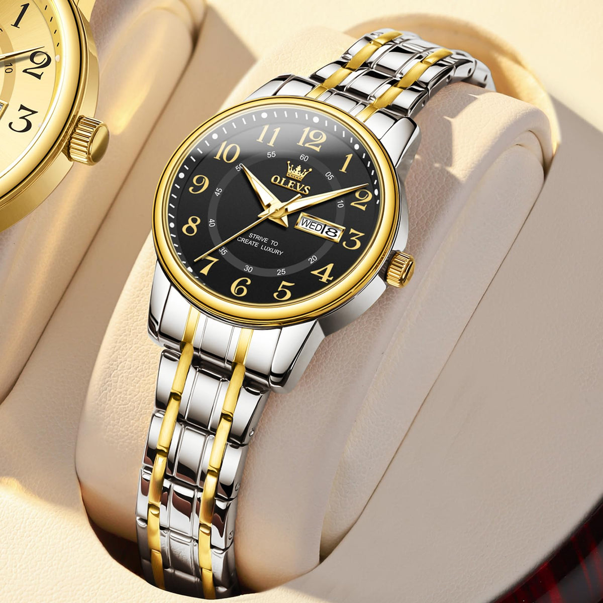 OLEVS Watch Women Two Tone Watches for Women with Date Dress Womens Watches for Small Wrists Luxury Easy Read Womens Watch Waterproof Blue/Black/Gold/Silver Dial Reloj para Mujer