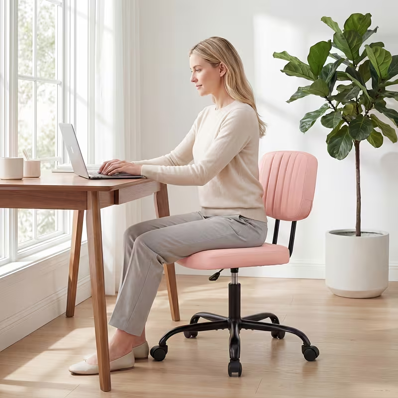 Adjustable Height Armless Office Desk Chair | White