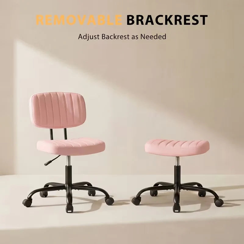 Adjustable Height Armless Office Desk Chair | White