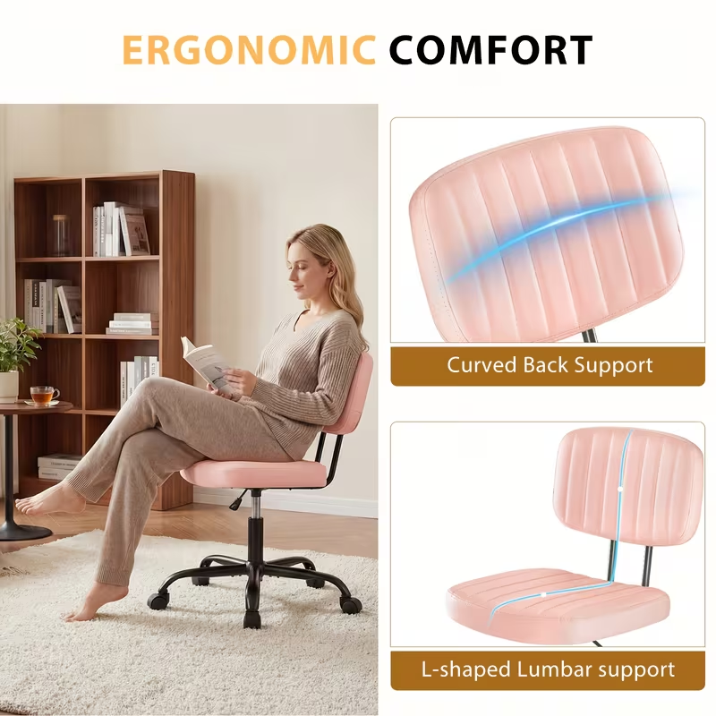 Adjustable Height Armless Office Desk Chair | White