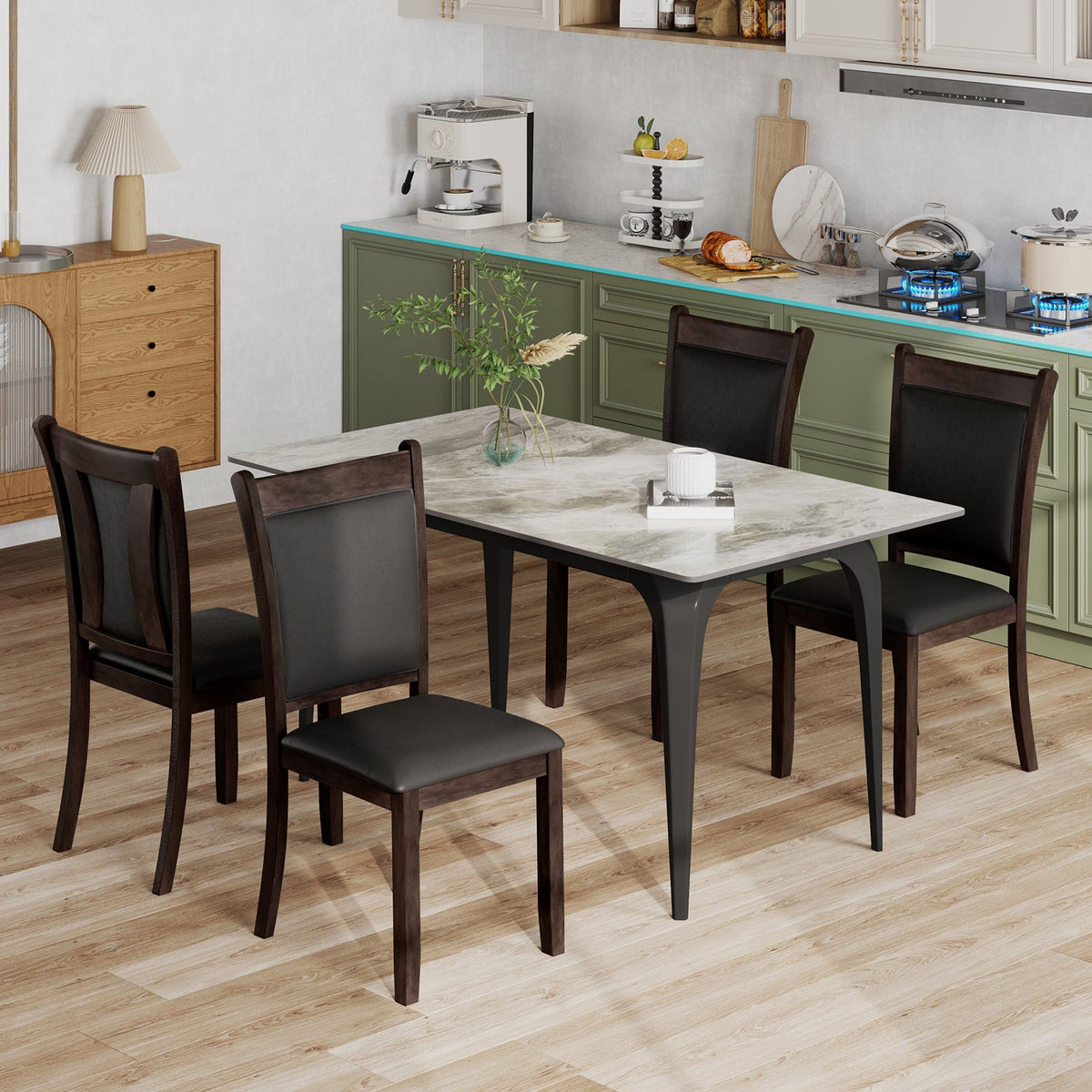 2 Pieces Living Room Furniture Set with Rubber Wood Frame
