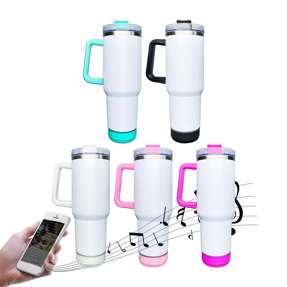 40oz Sublimation Bluetooth Speaker Tumbler Stainless Double Wall With Handle Tumblers
