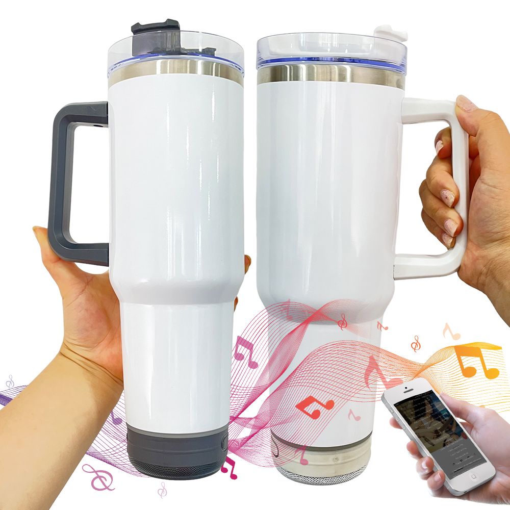 40oz Sublimation Bluetooth Speaker Tumbler Stainless Double Wall With Handle Tumblers