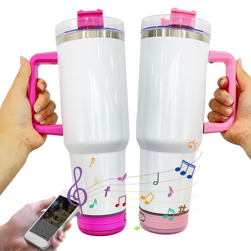40oz Sublimation Bluetooth Speaker Tumbler Stainless Double Wall With Handle Tumblers