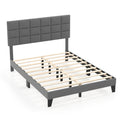 Queen Size Modern Linen Bed Frame with Adjustable Headboard-Gray