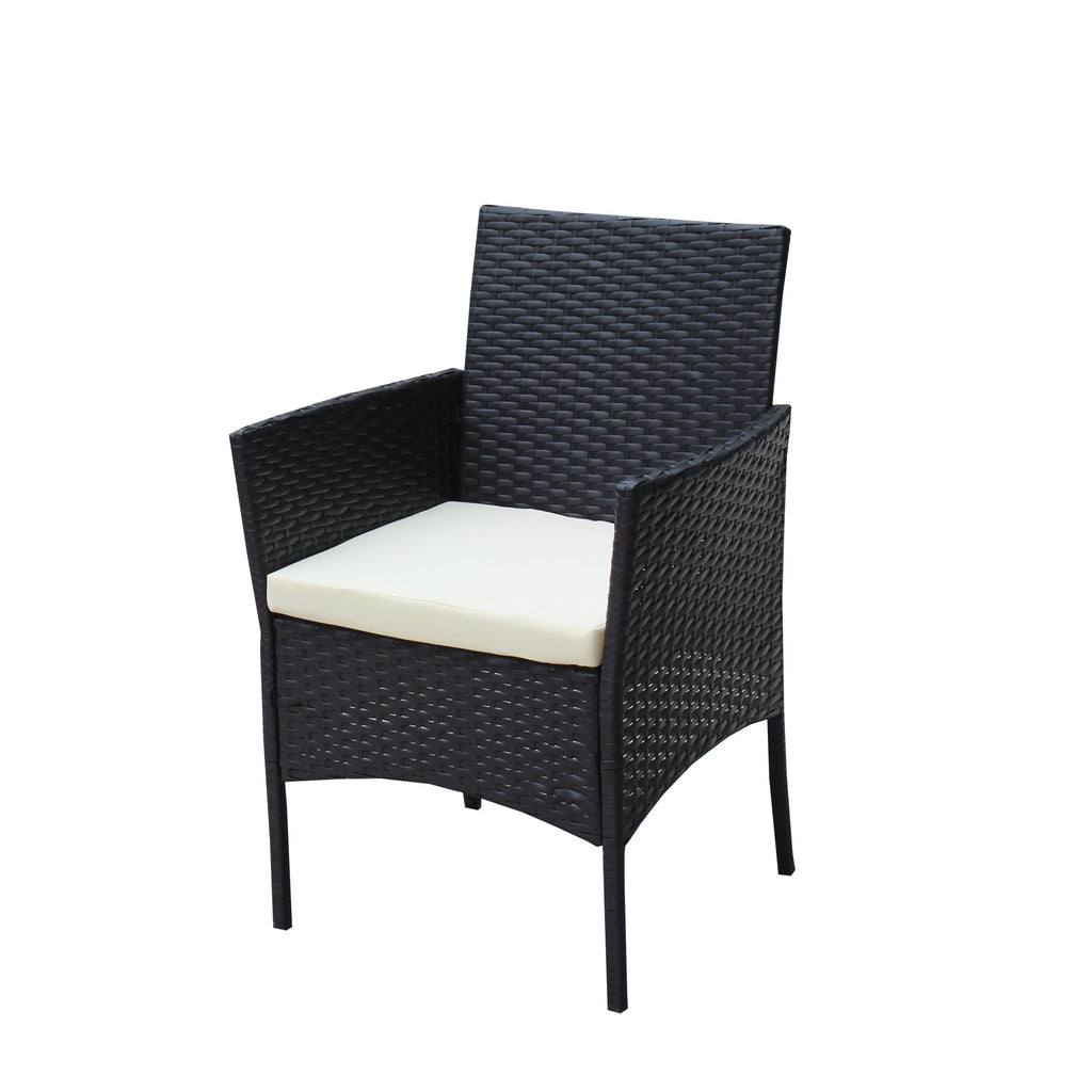 4 PC Rattan Patio Furniture Set with Cushioned Sofa - Black