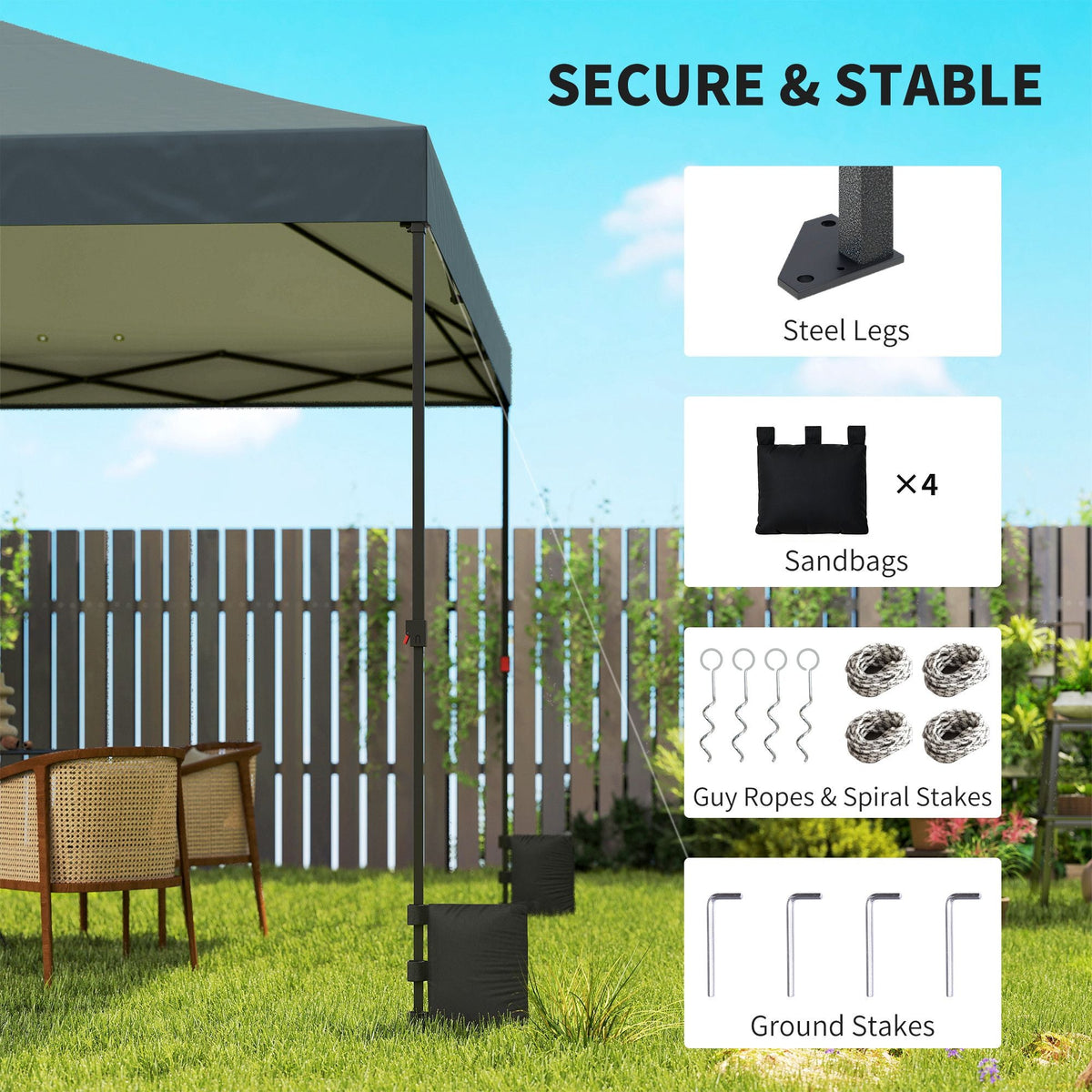 10×10 ft Pop‑Up Canopy Tent with One‑Push Setup, Outdoor Portable Instant Shelter with Roller Bag — Dark Gray