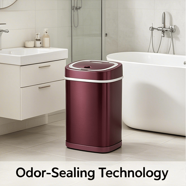 Automatic Sensor Trash Can, Stainless Steel Touch-Free Garbage Bin with Odor Sealing Lid, Waterproof Smart Waste Bin for Kitchen Bathroom Bedroom Office Home Indoor Use