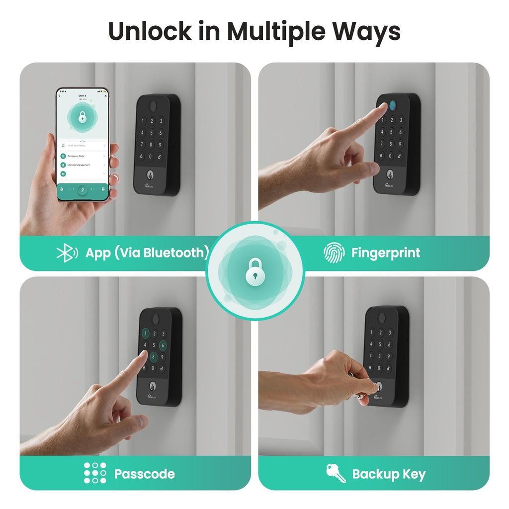 Smart WiFi Door Lock with Bluetooth Gateway, Fingerprint & Keypad Keyless Entry Deadbolt, App Remote Control, Auto Lock, Voice Control Compatible with Alexa, for Front Door