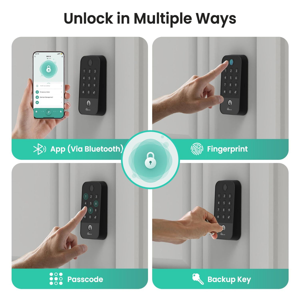 Smart WiFi Door Lock with Bluetooth Gateway, Fingerprint & Keypad Keyless Entry Deadbolt, App Remote Control, Auto Lock, Voice Control Compatible with Alexa, for Front Door