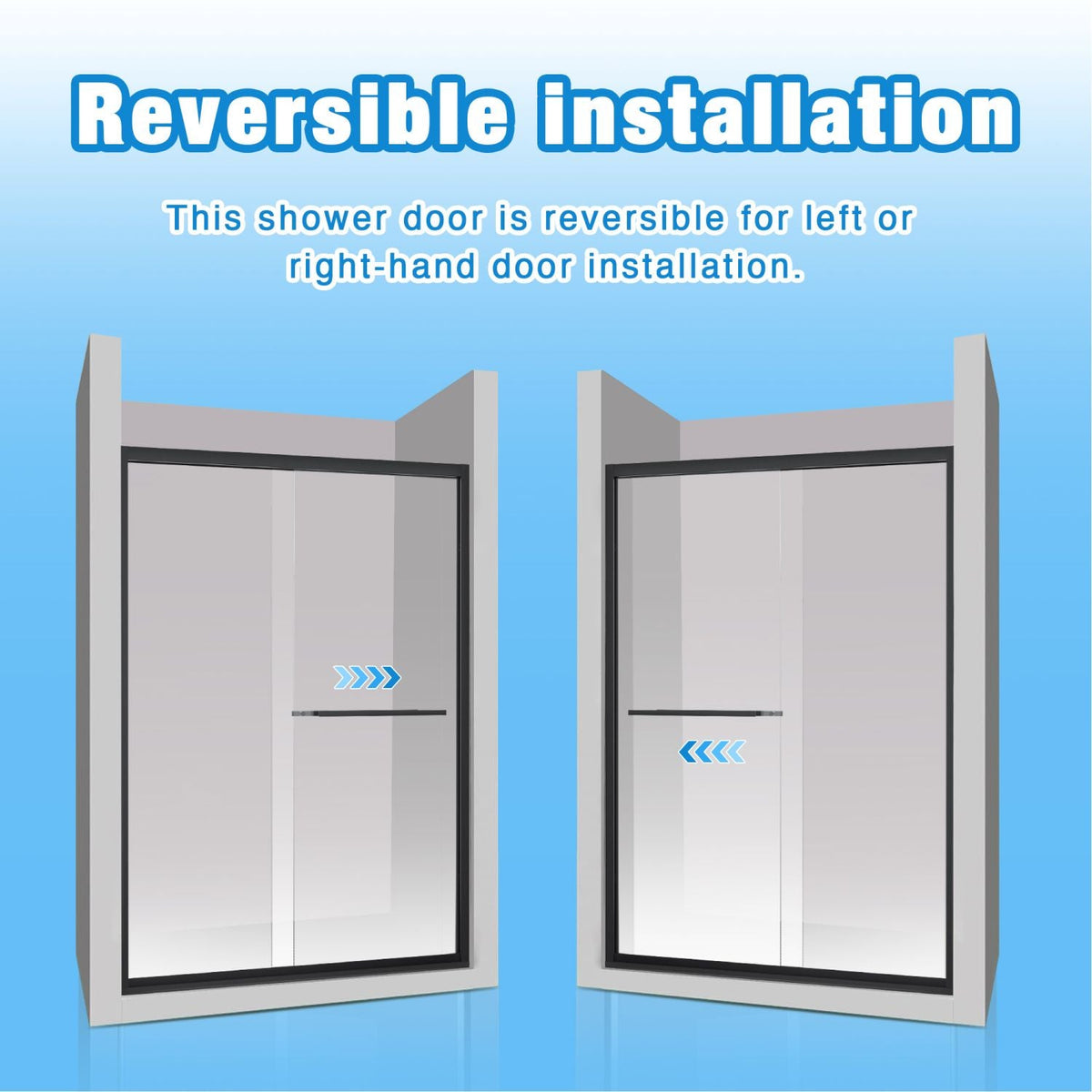 Aluminum Frame Double Sliding Shower Door, Bypass Bathroom Sliding Door with Premium 5/16" (8mm) Clear Tempered Glass, Sliding Glass, Matte Black