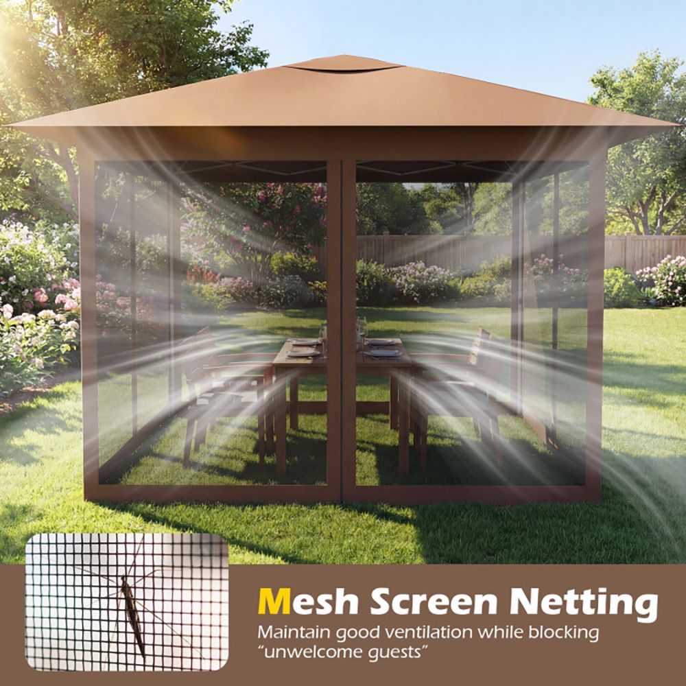 11.5x11.5 FT Pop-up Canopy, Instant 1-Person Setup Outdoor Patio Umbrella with Mesh Screen Netting