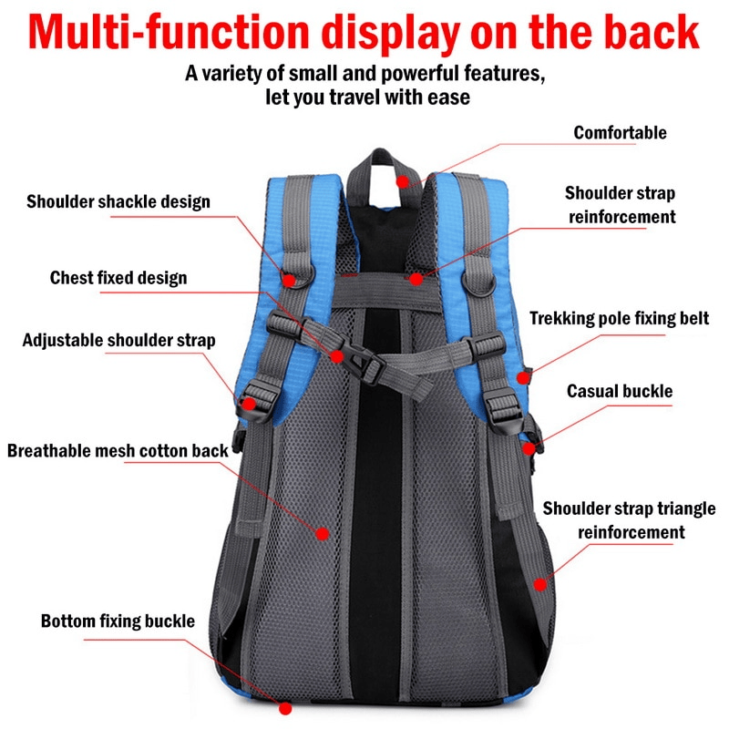 40L Men Women Travel Backpack Camping Laptop Hiking School Book Bag USA