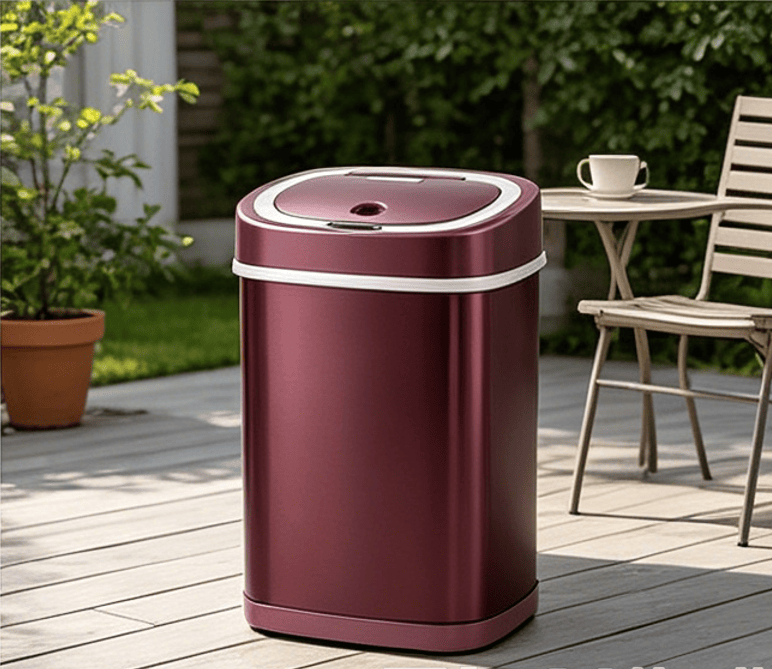 Automatic Sensor Trash Can, Stainless Steel Touch-Free Garbage Bin with Odor Sealing Lid, Waterproof Smart Waste Bin for Kitchen Bathroom Bedroom Office Home Indoor Use