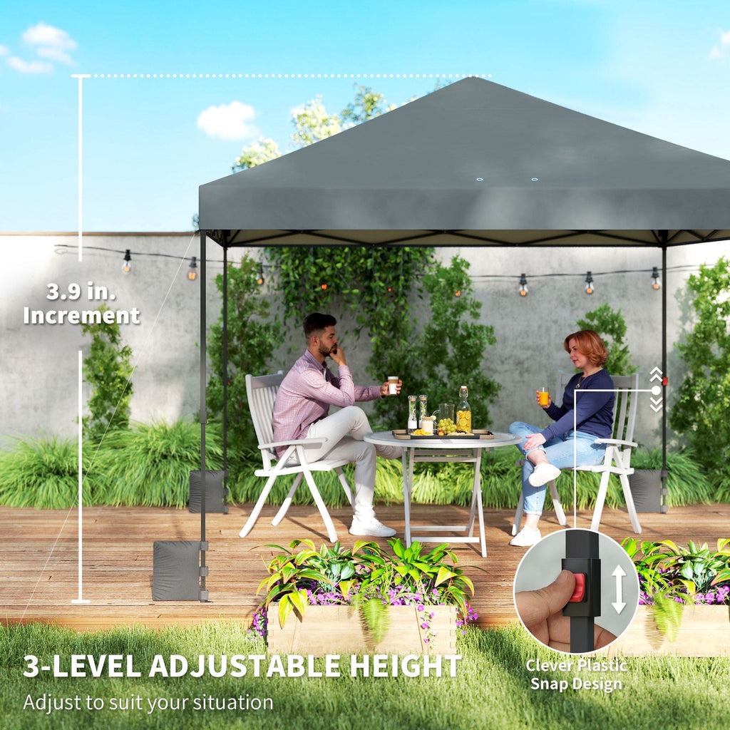 10×10 ft Pop‑Up Canopy Tent with One‑Push Setup, Outdoor Portable Instant Shelter with Roller Bag — Dark Gray
