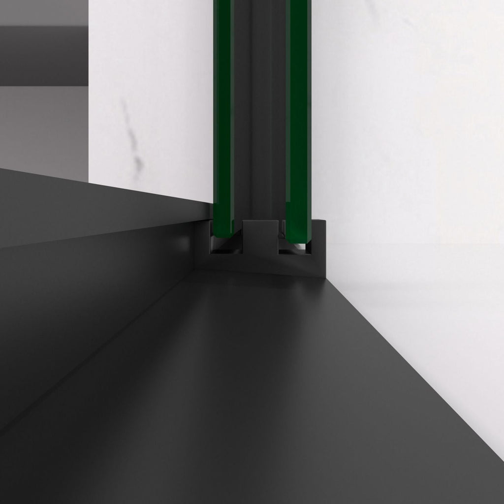 Aluminum Frame Double Sliding Shower Door, Bypass Bathroom Sliding Door with Premium 5/16" (8mm) Clear Tempered Glass, Sliding Glass, Matte Black