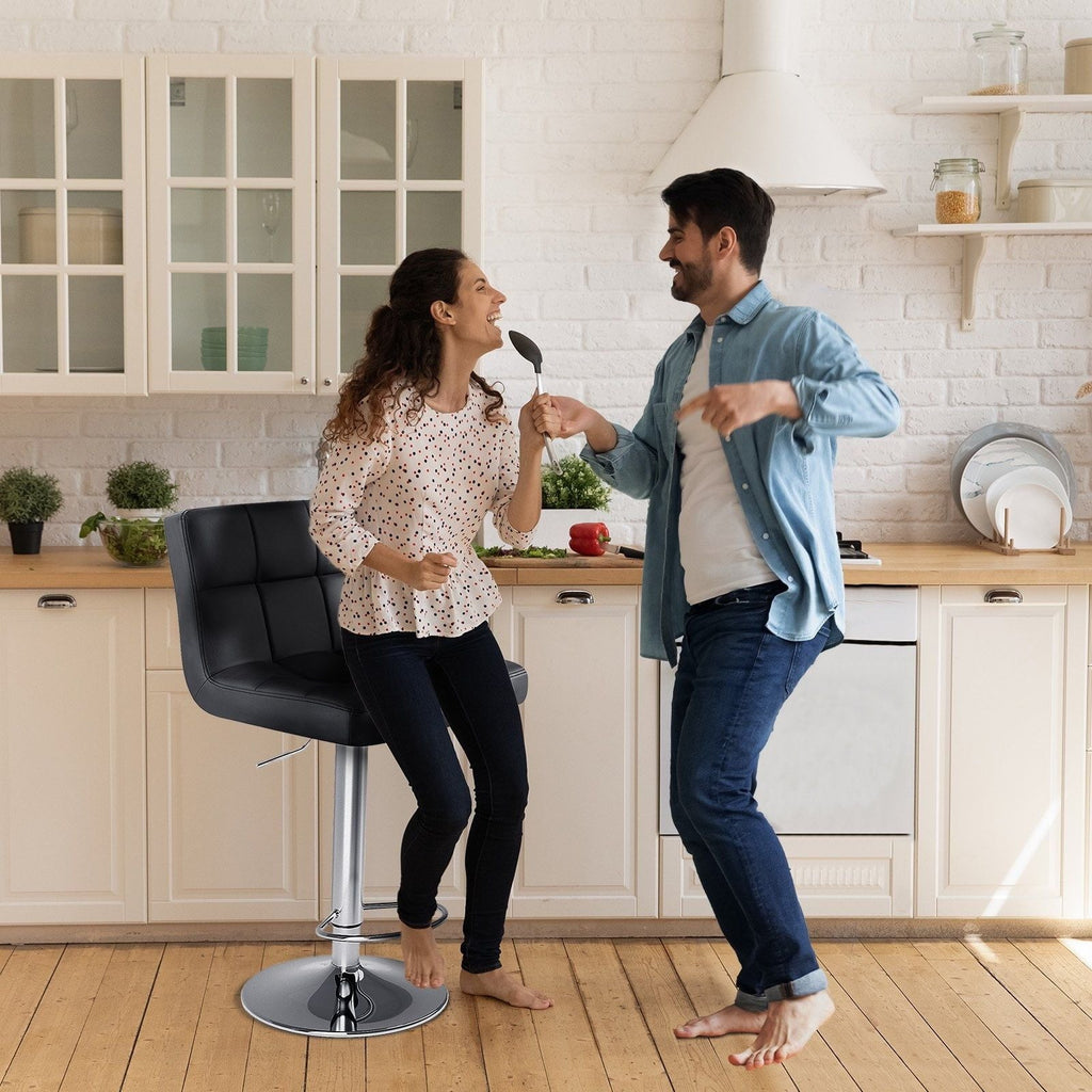 Bar Stools Set of 2, PU Leather Adjustable Swivel Barstools, Armless Hydraulic Kitchen Counter Bar Stool, Kitchen Island Chairs Set