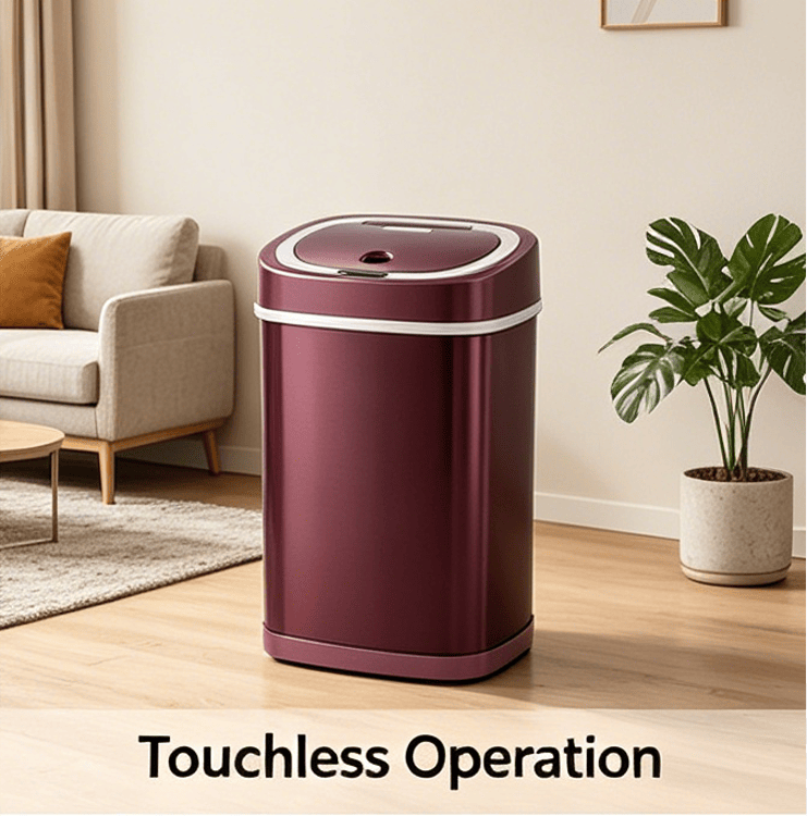 Automatic Sensor Trash Can, Stainless Steel Touch-Free Garbage Bin with Odor Sealing Lid, Waterproof Smart Waste Bin for Kitchen Bathroom Bedroom Office Home Indoor Use