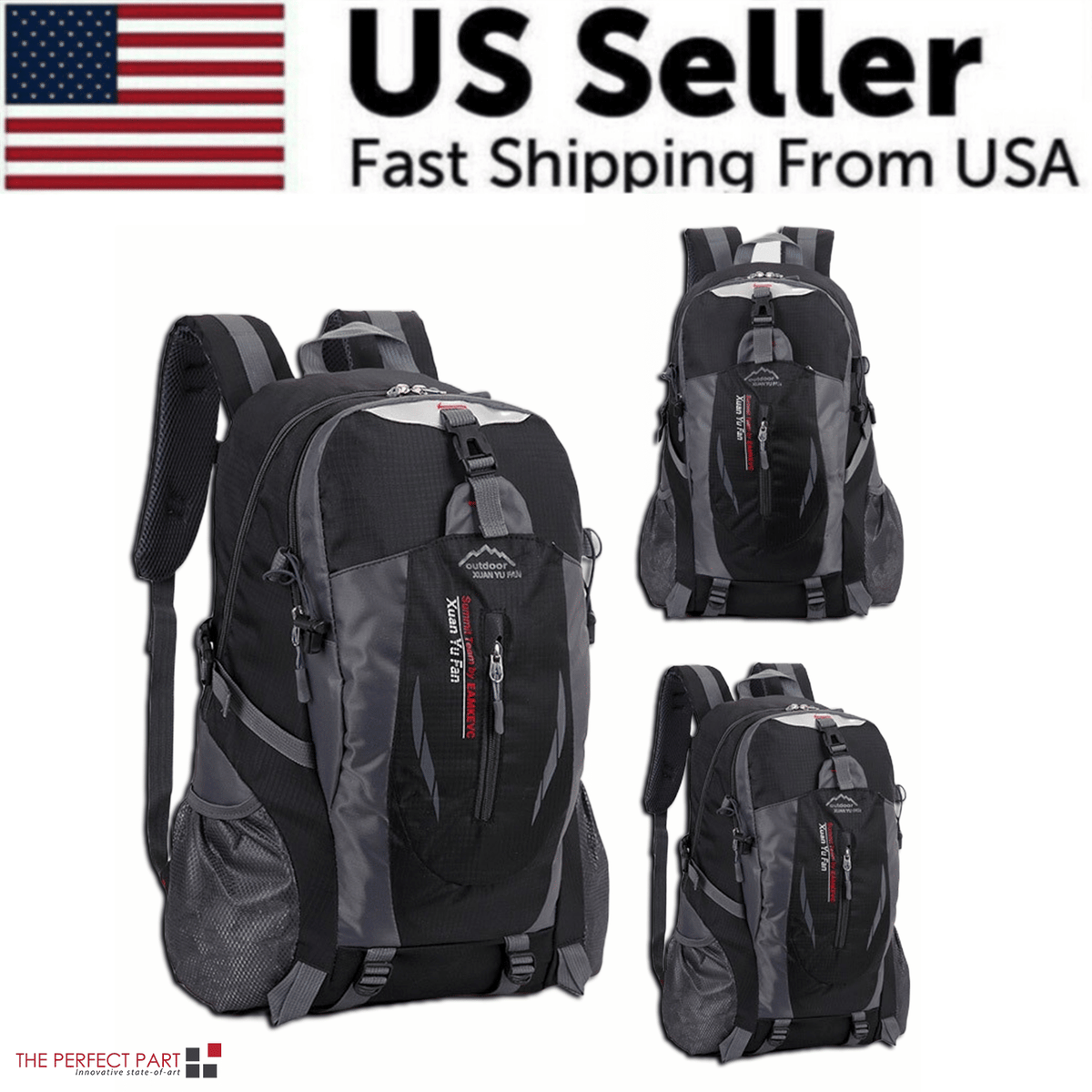 40L Men Women Travel Backpack Camping Laptop Hiking School Book Bag USA