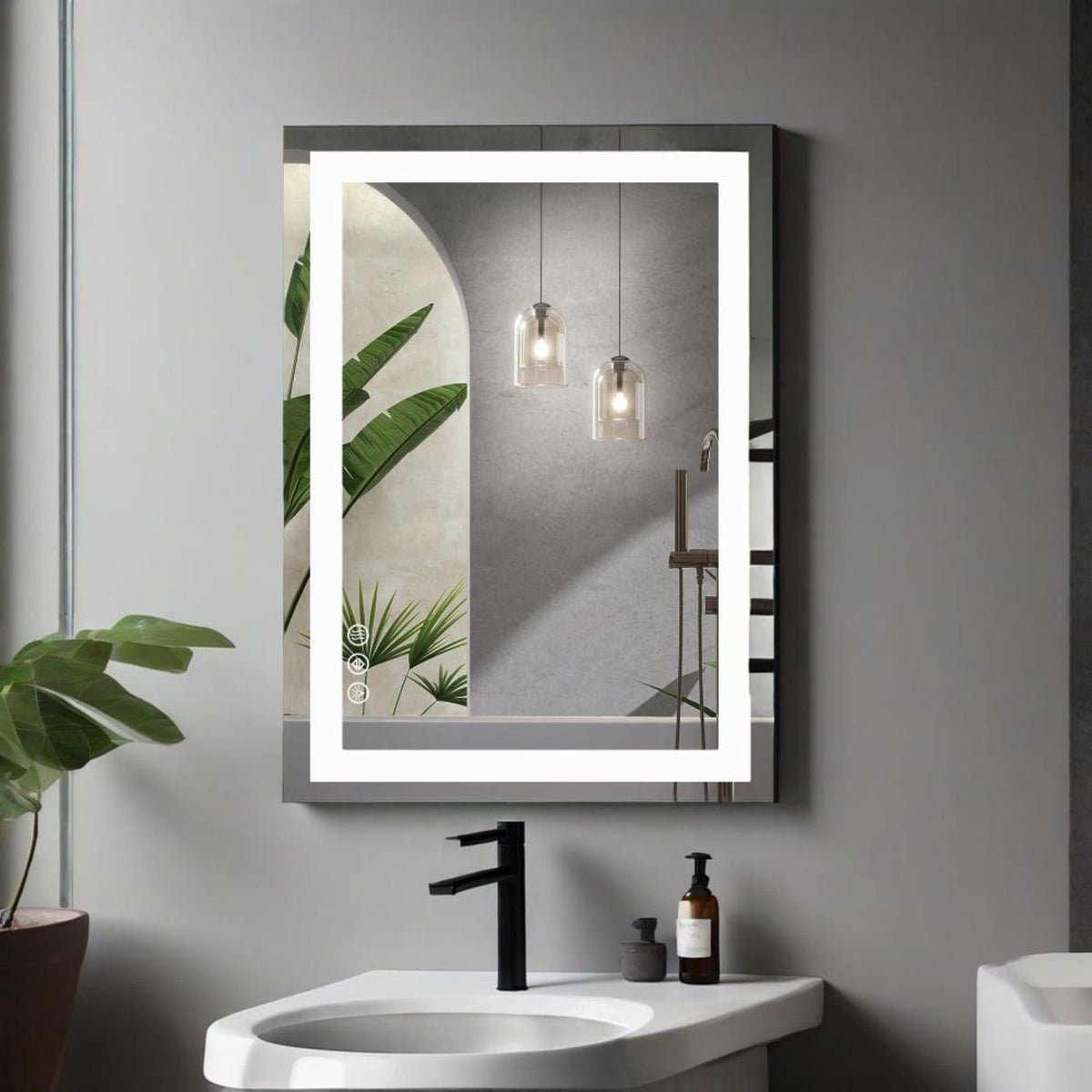 24"x 36" LED Bathroom Mirror with Anti-Fog and Backlit Memory Function Tempered Glass