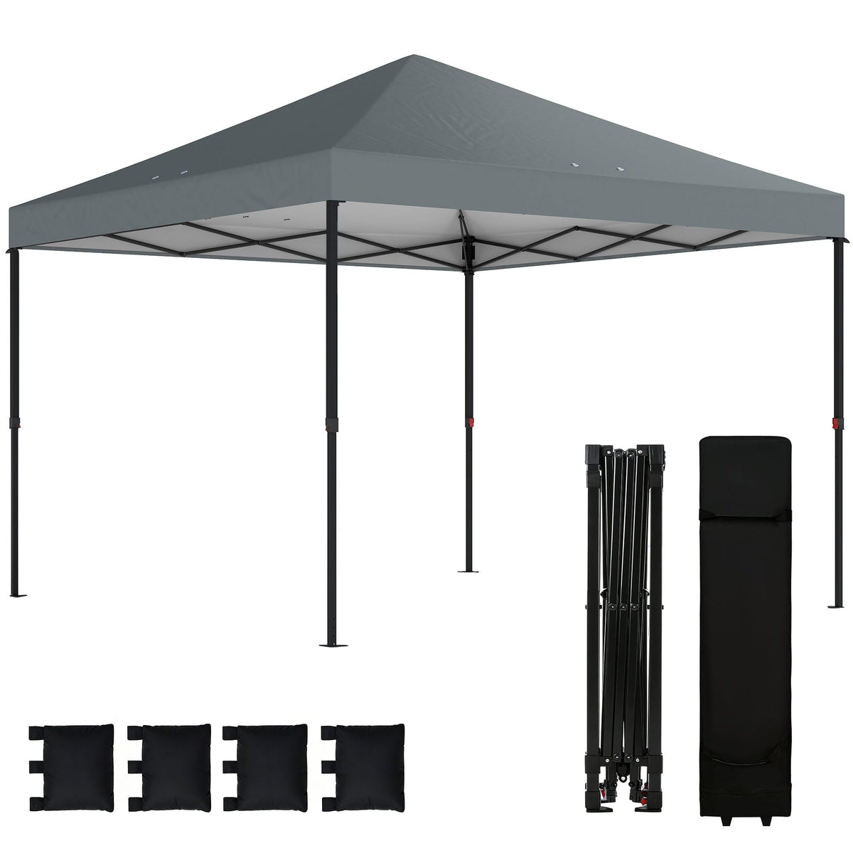 10×10 ft Pop‑Up Canopy Tent with One‑Push Setup, Outdoor Portable Instant Shelter with Roller Bag — Dark Gray