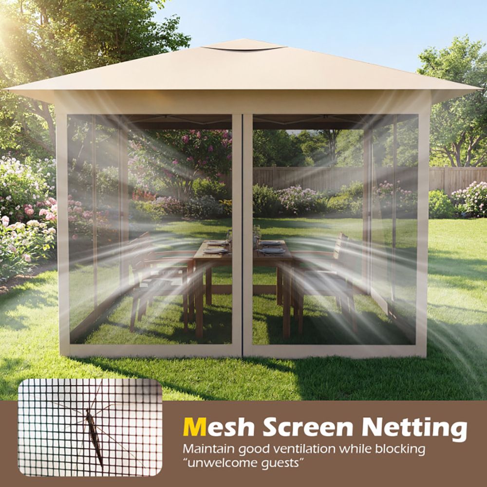 11.5x11.5 FT Pop-up Canopy, Instant 1-Person Setup Outdoor Patio Umbrella with Mesh Screen Netting