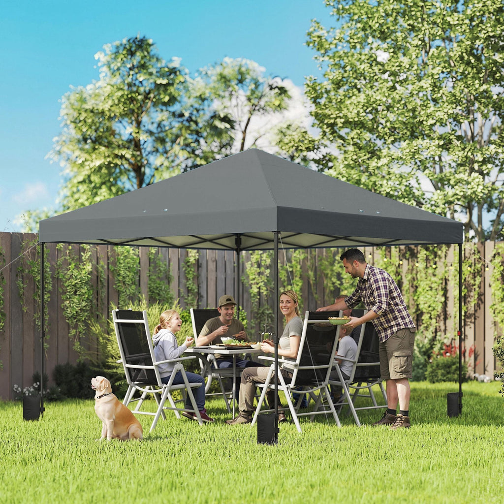 10×10 ft Pop‑Up Canopy Tent with One‑Push Setup, Outdoor Portable Instant Shelter with Roller Bag — Dark Gray