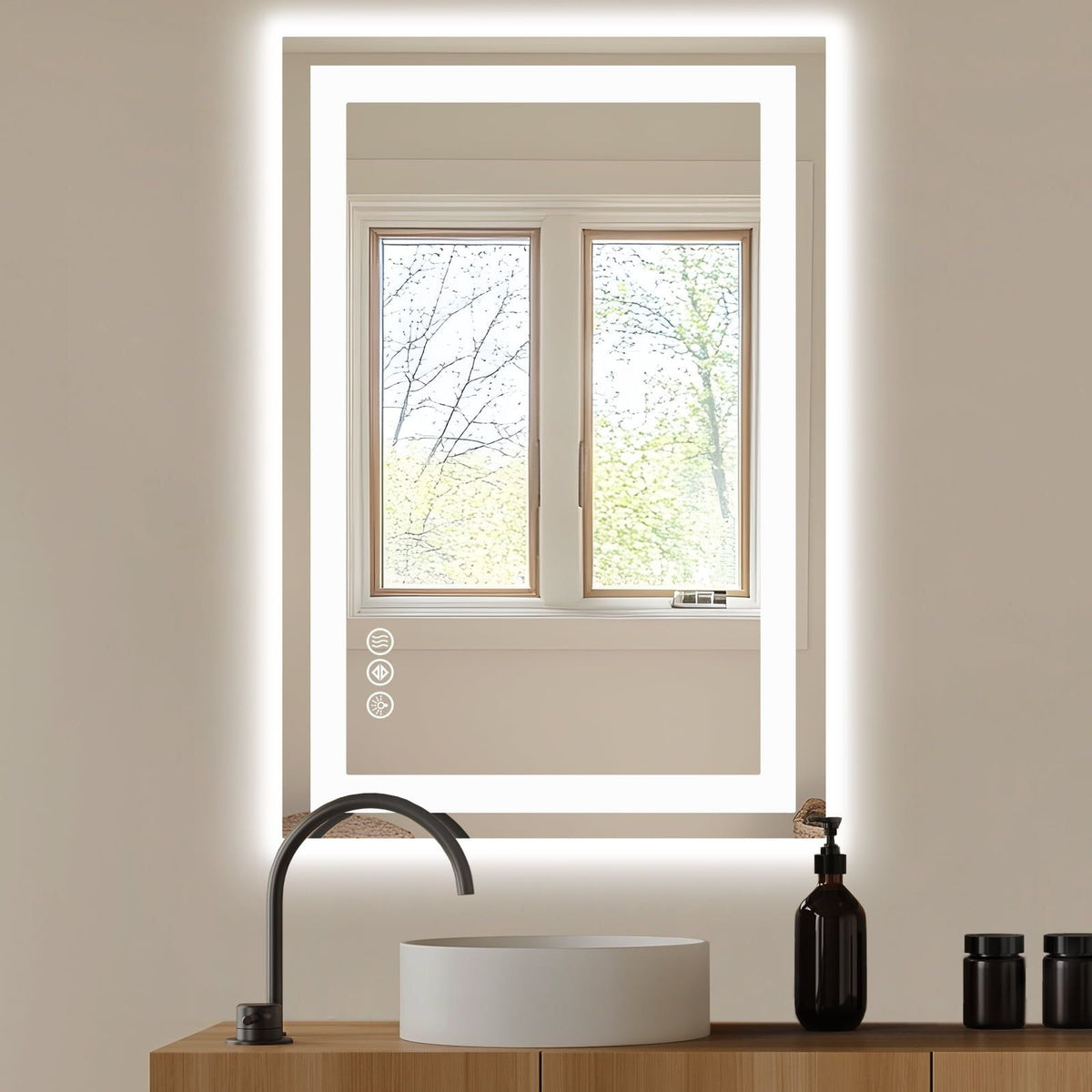 24"x 36" LED Bathroom Mirror with Anti-Fog and Backlit Memory Function Tempered Glass