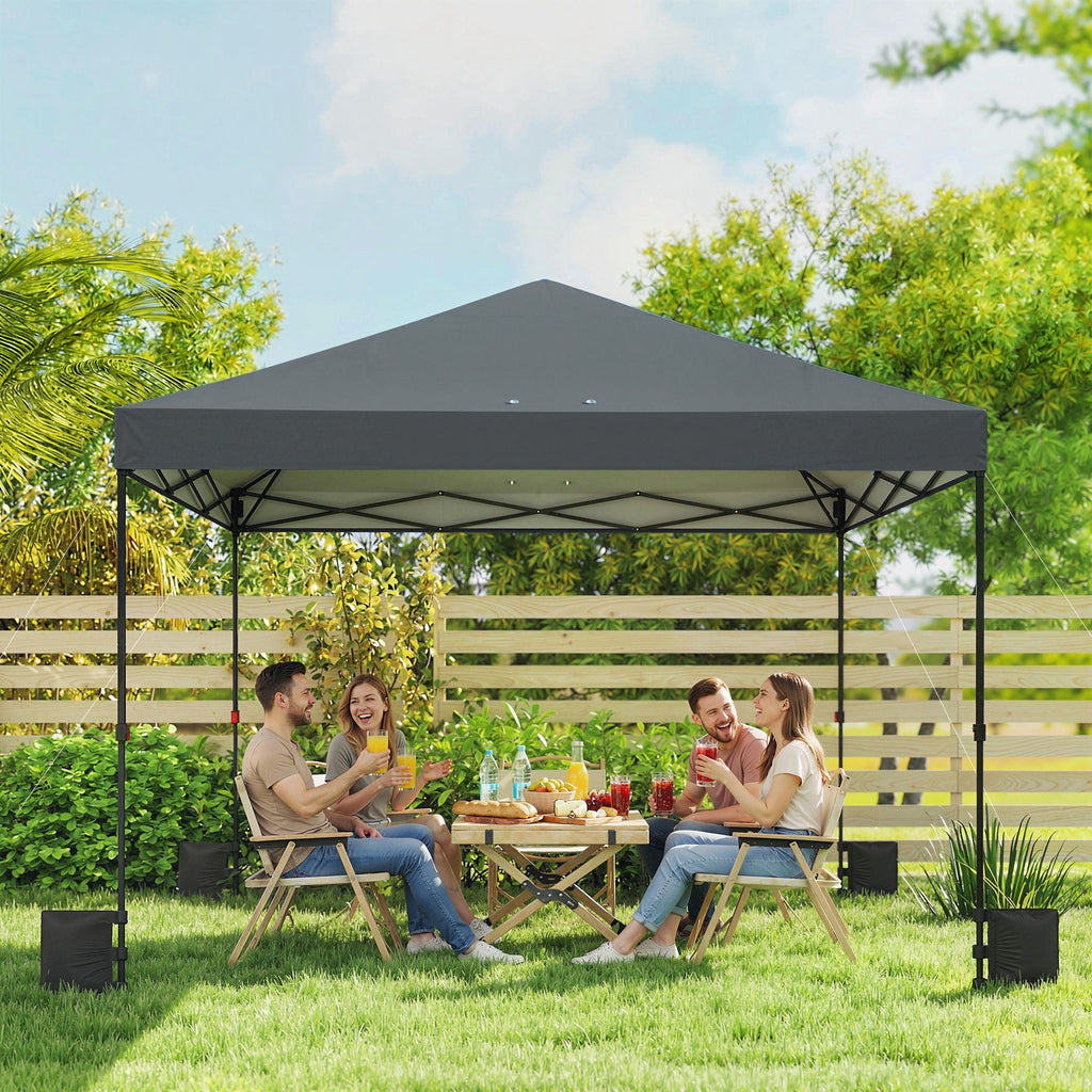 10×10 ft Pop‑Up Canopy Tent with One‑Push Setup, Outdoor Portable Instant Shelter with Roller Bag — Dark Gray