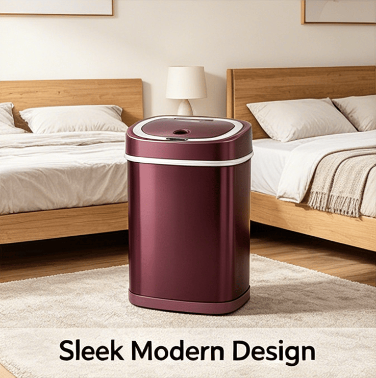 Automatic Sensor Trash Can, Stainless Steel Touch-Free Garbage Bin with Odor Sealing Lid, Waterproof Smart Waste Bin for Kitchen Bathroom Bedroom Office Home Indoor Use