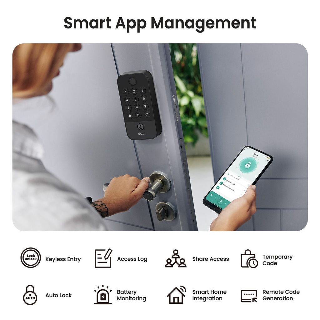 Smart WiFi Door Lock with Bluetooth Gateway, Fingerprint & Keypad Keyless Entry Deadbolt, App Remote Control, Auto Lock, Voice Control Compatible with Alexa, for Front Door