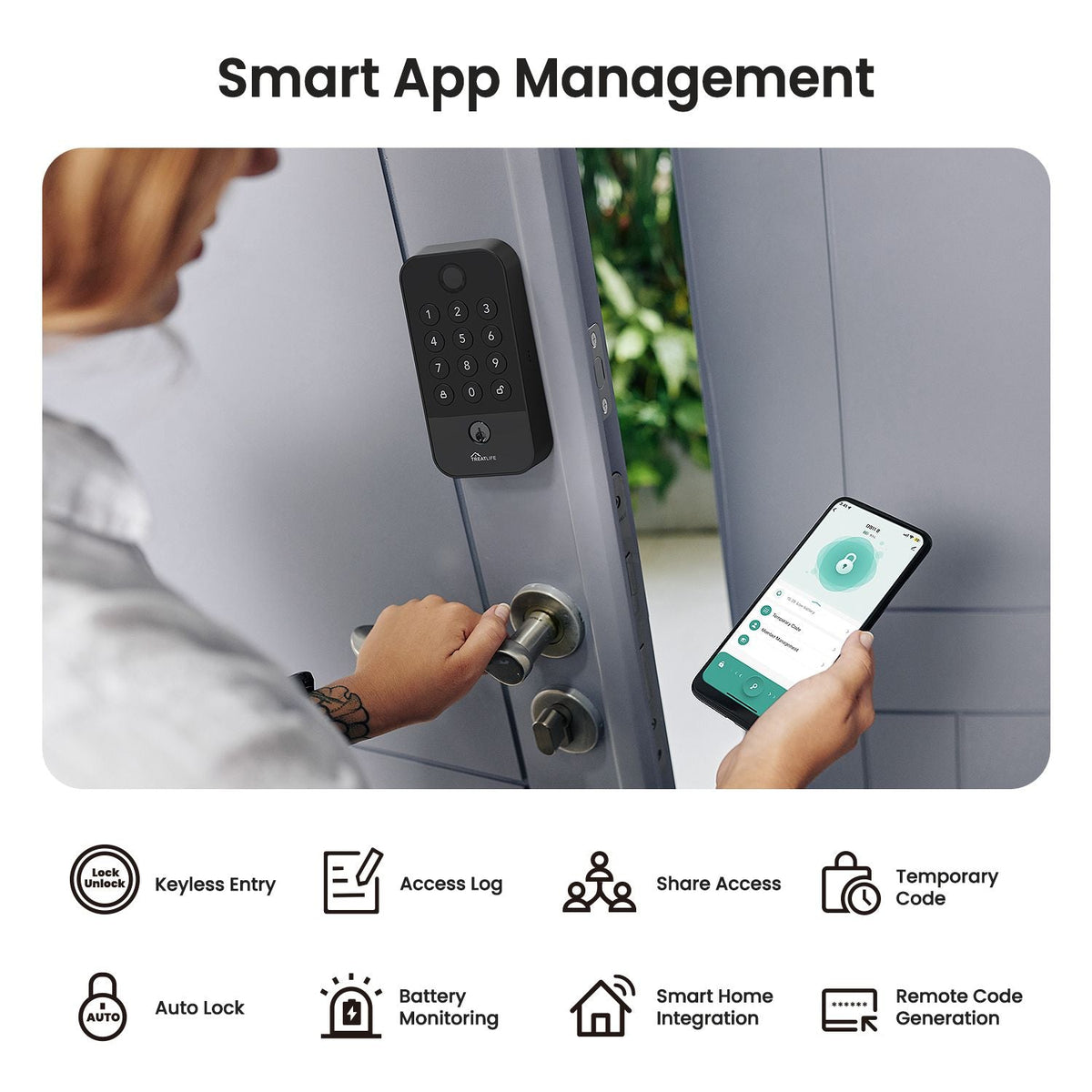 Smart WiFi Door Lock with Bluetooth Gateway, Fingerprint & Keypad Keyless Entry Deadbolt, App Remote Control, Auto Lock, Voice Control Compatible with Alexa, for Front Door