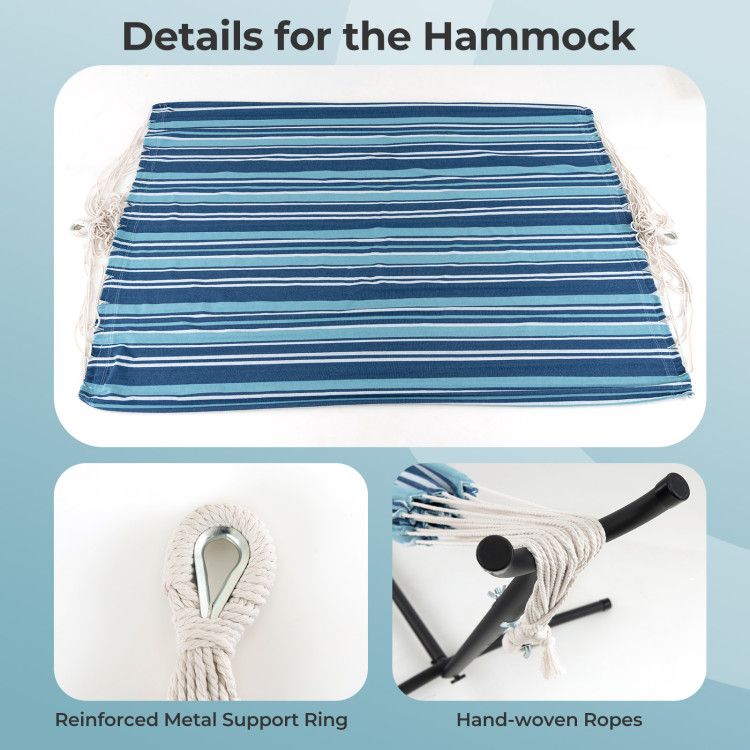 Portable Indoor Outdoor 2-Person Double Hammock Set with Stand and Carrying Cases