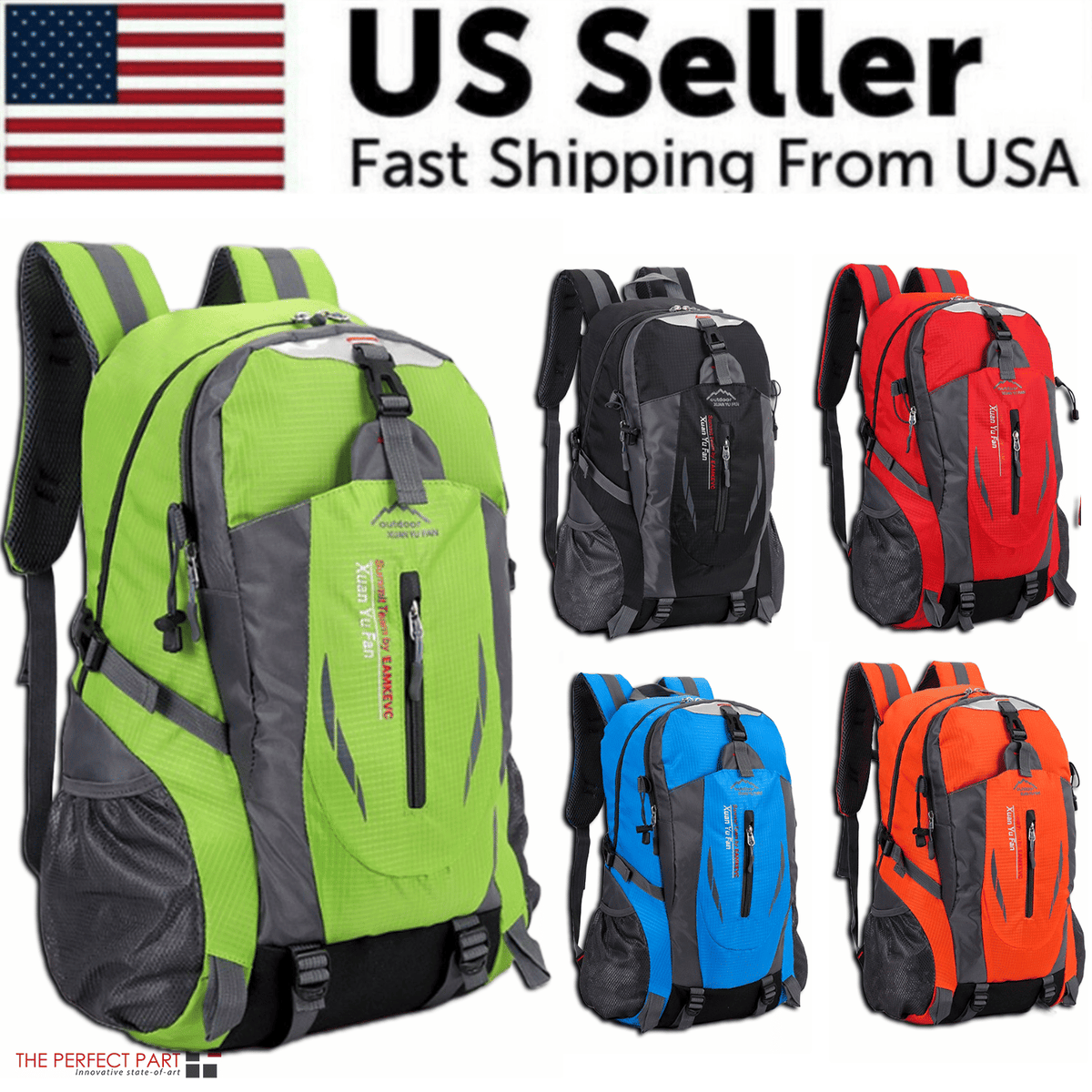 40L Men Women Travel Backpack Camping Laptop Hiking School Book Bag USA