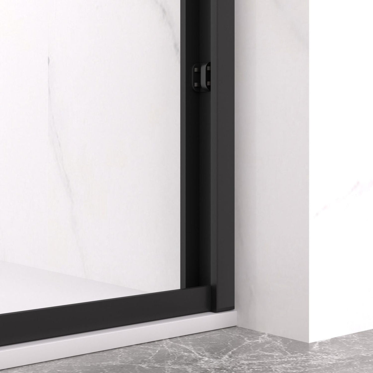 Aluminum Frame Double Sliding Shower Door, Bypass Bathroom Sliding Door with Premium 5/16" (8mm) Clear Tempered Glass, Sliding Glass, Matte Black