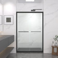 Aluminum Frame Double Sliding Shower Door, Bypass Bathroom Sliding Door with Premium 5/16" (8mm) Clear Tempered Glass, Sliding Glass, Matte Black