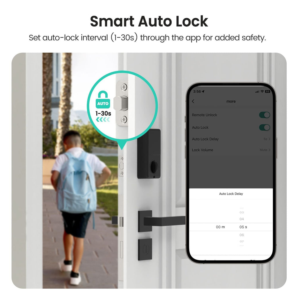 Smart WiFi Door Lock with Bluetooth Gateway, Fingerprint & Keypad Keyless Entry Deadbolt, App Remote Control, Auto Lock, Voice Control Compatible with Alexa, for Front Door
