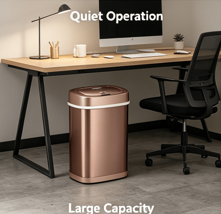Automatic Sensor Trash Can, Stainless Steel Touch-Free Garbage Bin with Odor Sealing Lid, Waterproof Smart Waste Bin for Kitchen Bathroom Bedroom Office Home Indoor Use