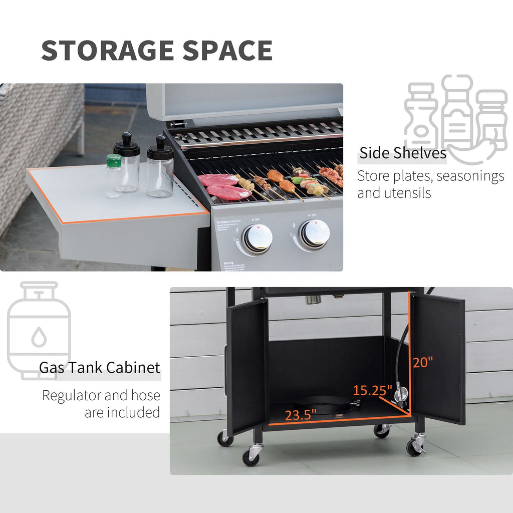 52" Barbecue Grill with Wheels, 4+1 Burner Liquid Propane Gas Grill, Outdoor Cabinet Style Silver